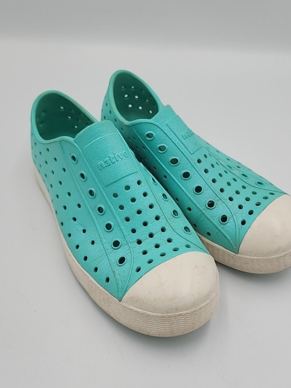 Native Jefferson Shoes Kids C12 Aqua Blue Slip On Girls Water Sneaker